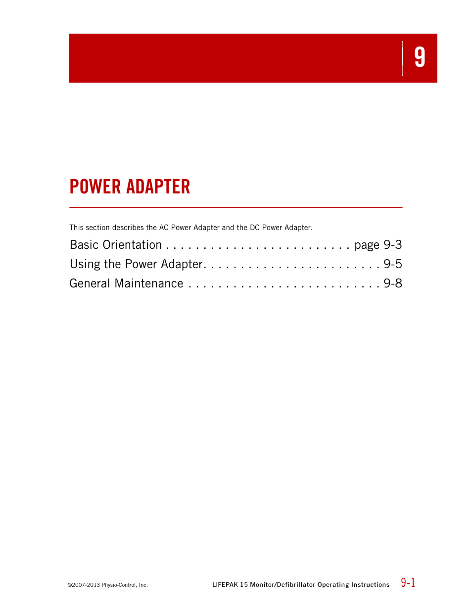 Power adapter | Physio-Control LIFEPAK 15 User Manual | Page 197 / 290