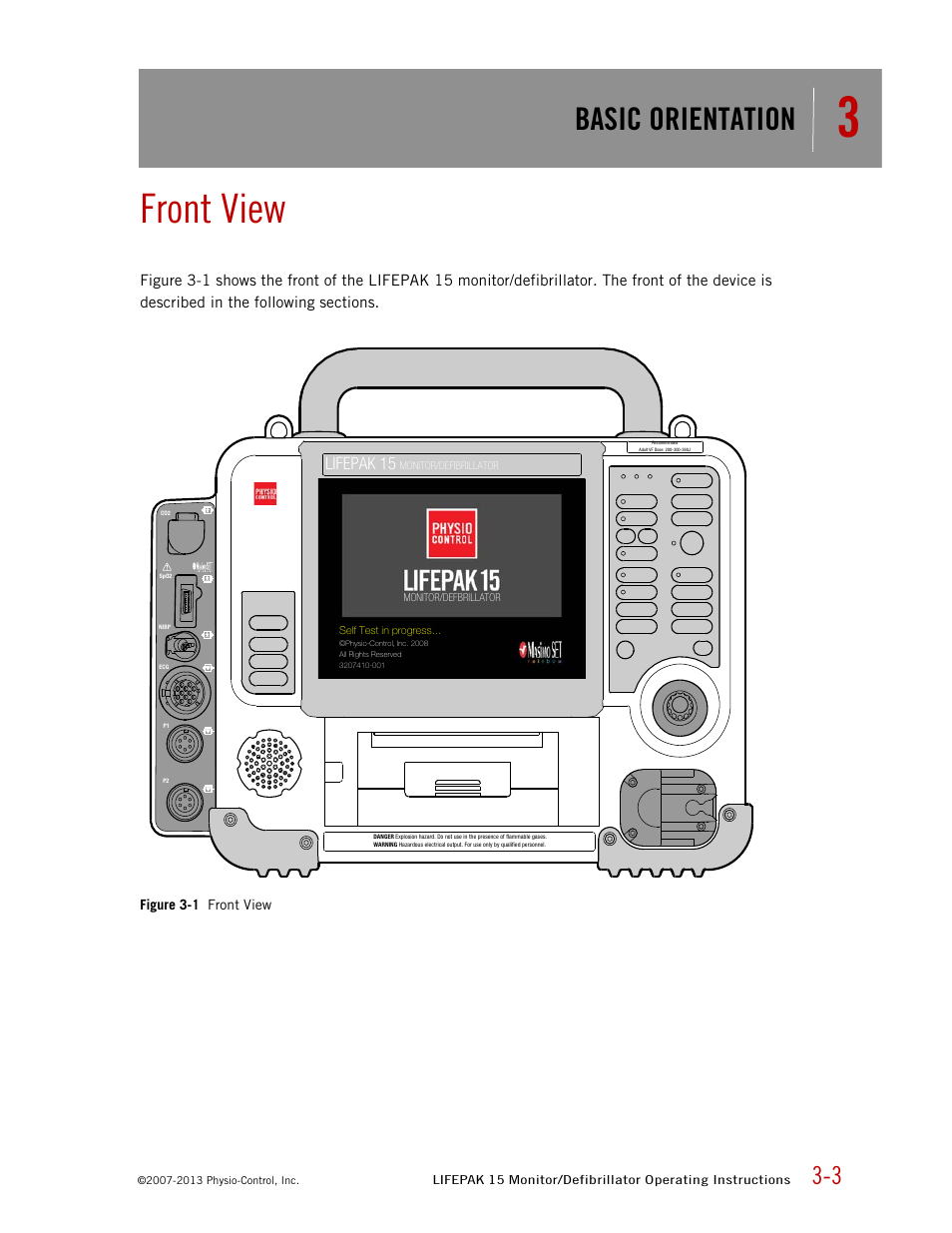 Front view, Basic orientation, Lifepak 15 | Physio-Control LIFEPAK 15 User Manual | Page 21 / 290