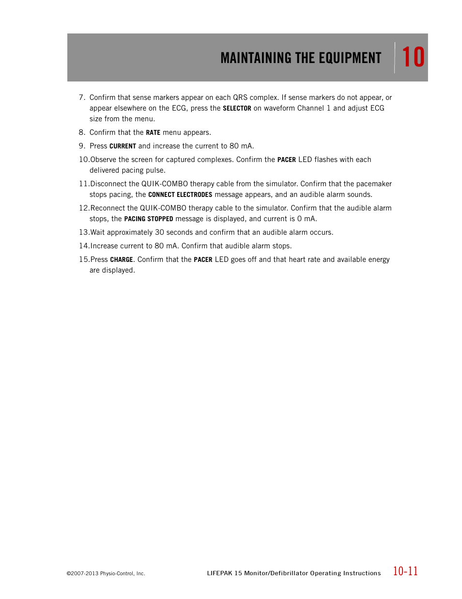 Maintaining the equipment | Physio-Control LIFEPAK 15 User Manual | Page 217 / 290