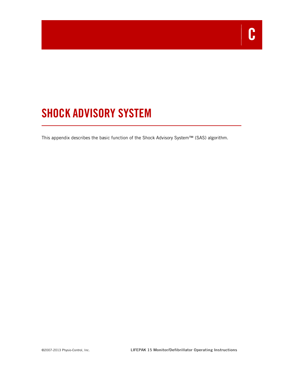Shock advisory system | Physio-Control LIFEPAK 15 User Manual | Page 263 / 290