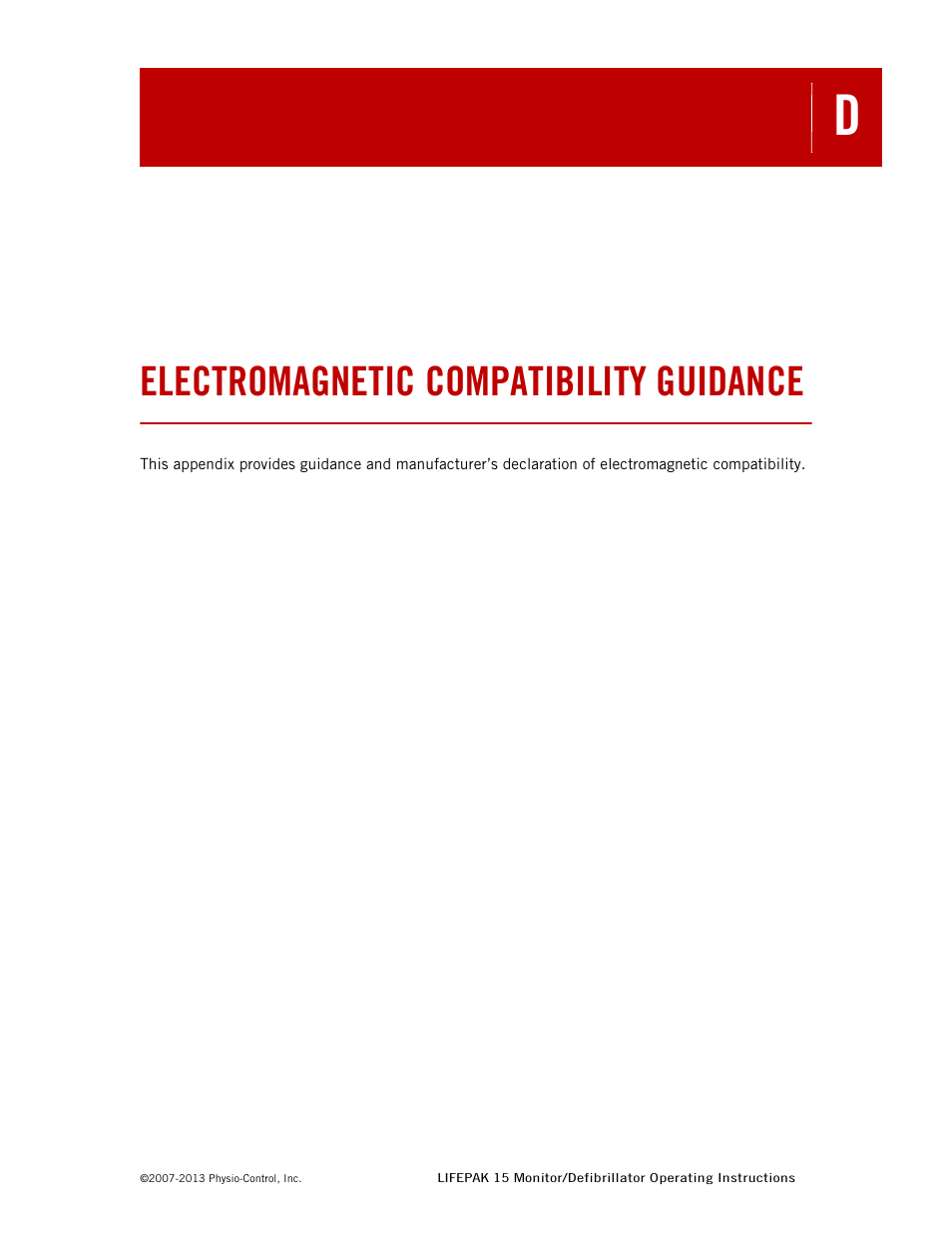 Electromagnetic compatibility guidance | Physio-Control LIFEPAK 15 User Manual | Page 269 / 290