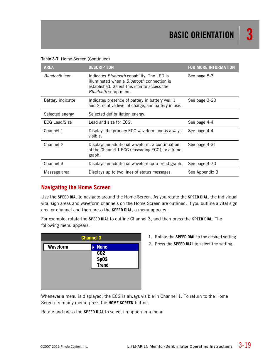 Navigating the home screen, Basic orientation | Physio-Control LIFEPAK 15 User Manual | Page 37 / 290