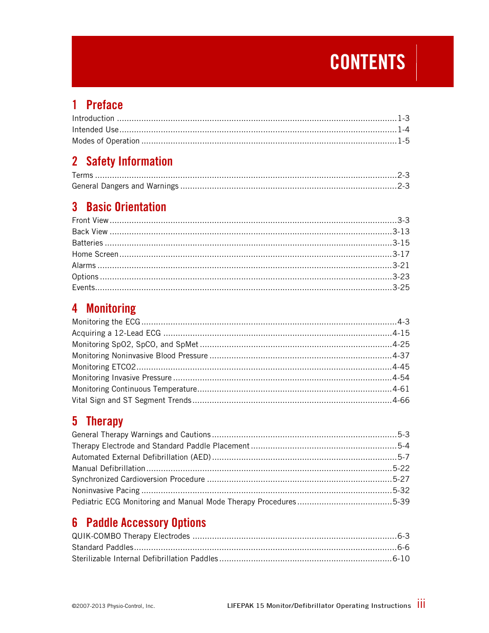 Physio-Control LIFEPAK 15 User Manual | Page 5 / 290