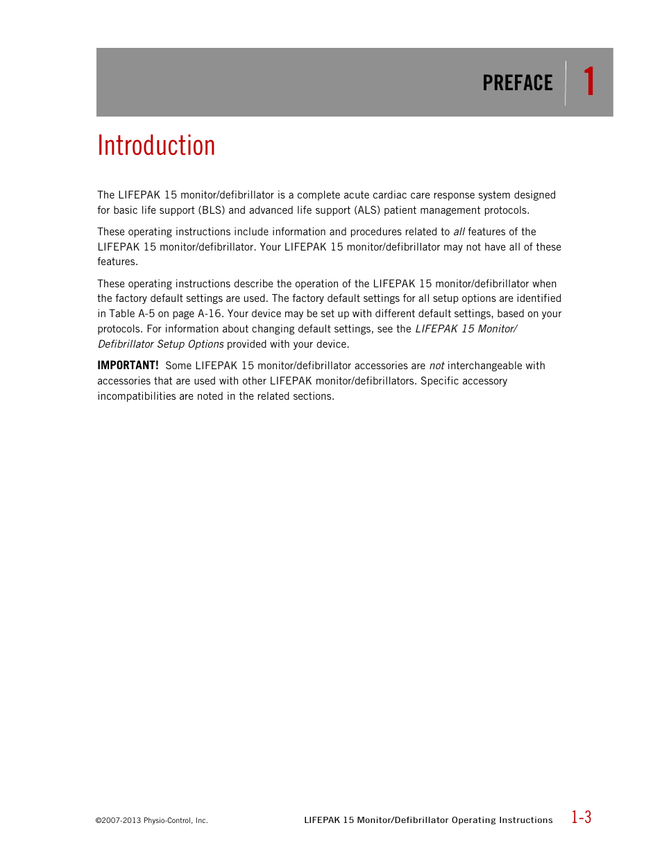 Introduction, Preface | Physio-Control LIFEPAK 15 User Manual | Page 9 / 290
