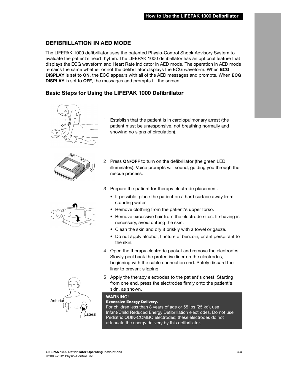 Defibrillation in aed mode, Defibrillation in aed mode -3 | Physio-Control LIFEPAK 1000 User Manual | Page 25 / 86