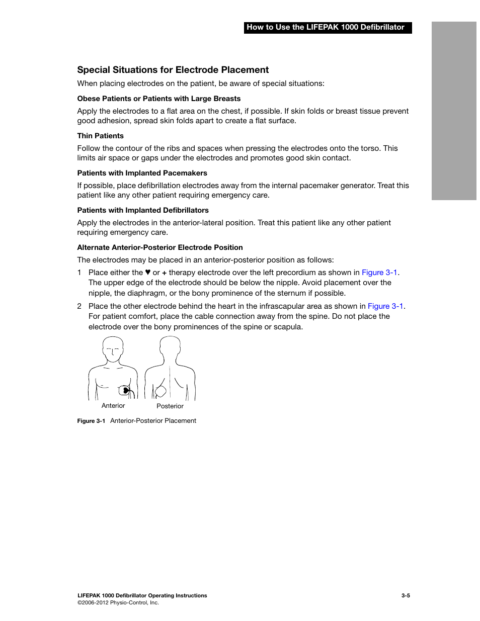 Special situations for electrode placement, Special situations for electrode placement -5 | Physio-Control LIFEPAK 1000 User Manual | Page 27 / 86