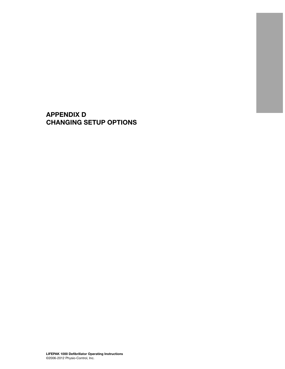 Changing setup options, D changing setup options, Appendix d changing setup options d | Physio-Control LIFEPAK 1000 User Manual | Page 69 / 86