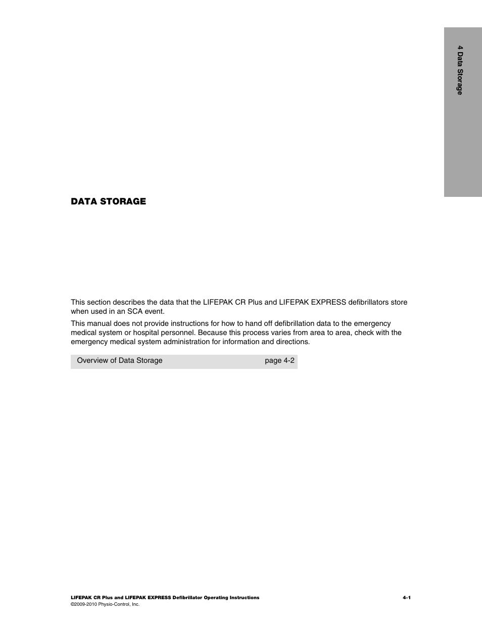 Data storage 4 | Physio-Control LIFEPAK CR Plus User Manual | Page 35 / 80