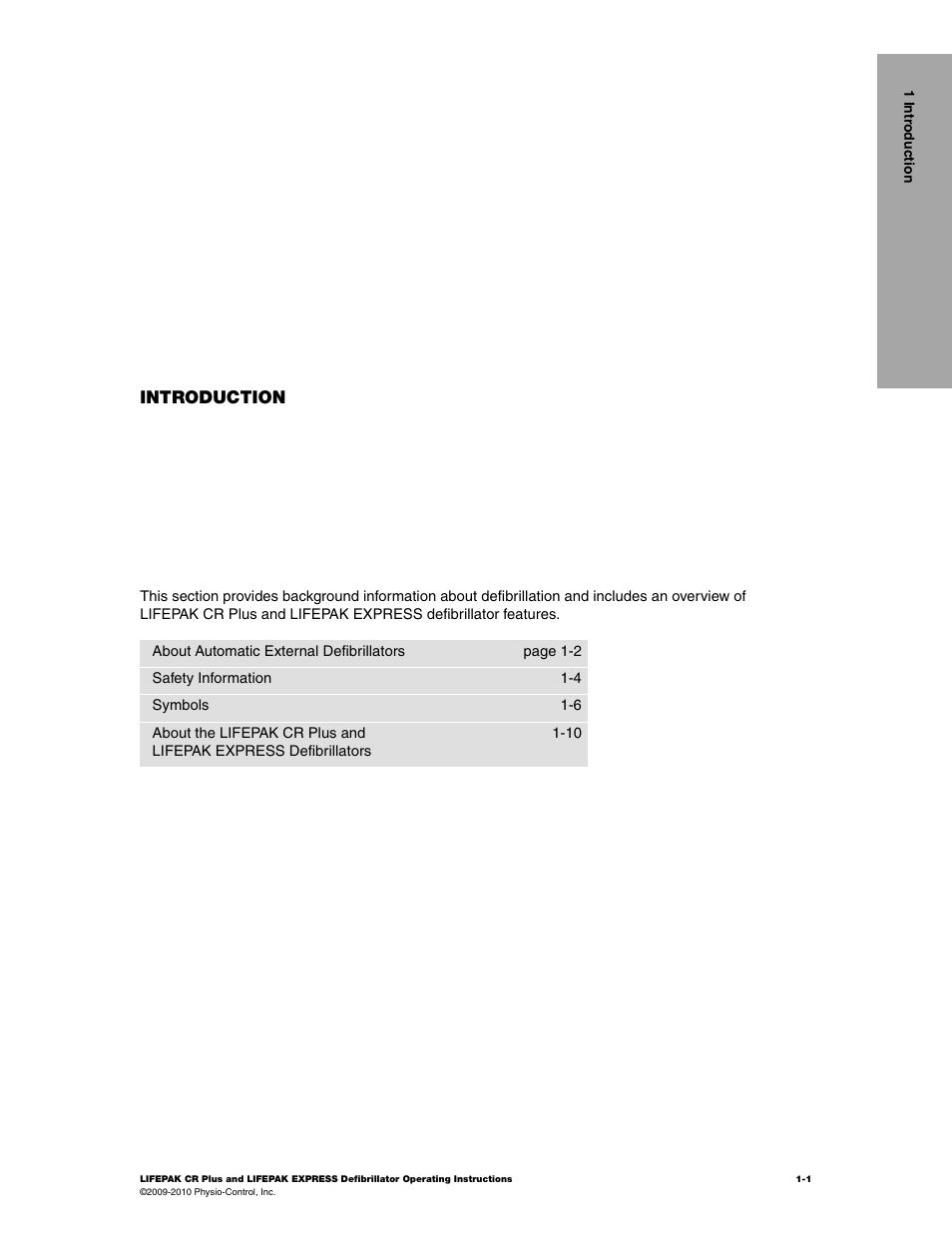 Introduction 1 | Physio-Control LIFEPAK CR Plus User Manual | Page 7 / 80