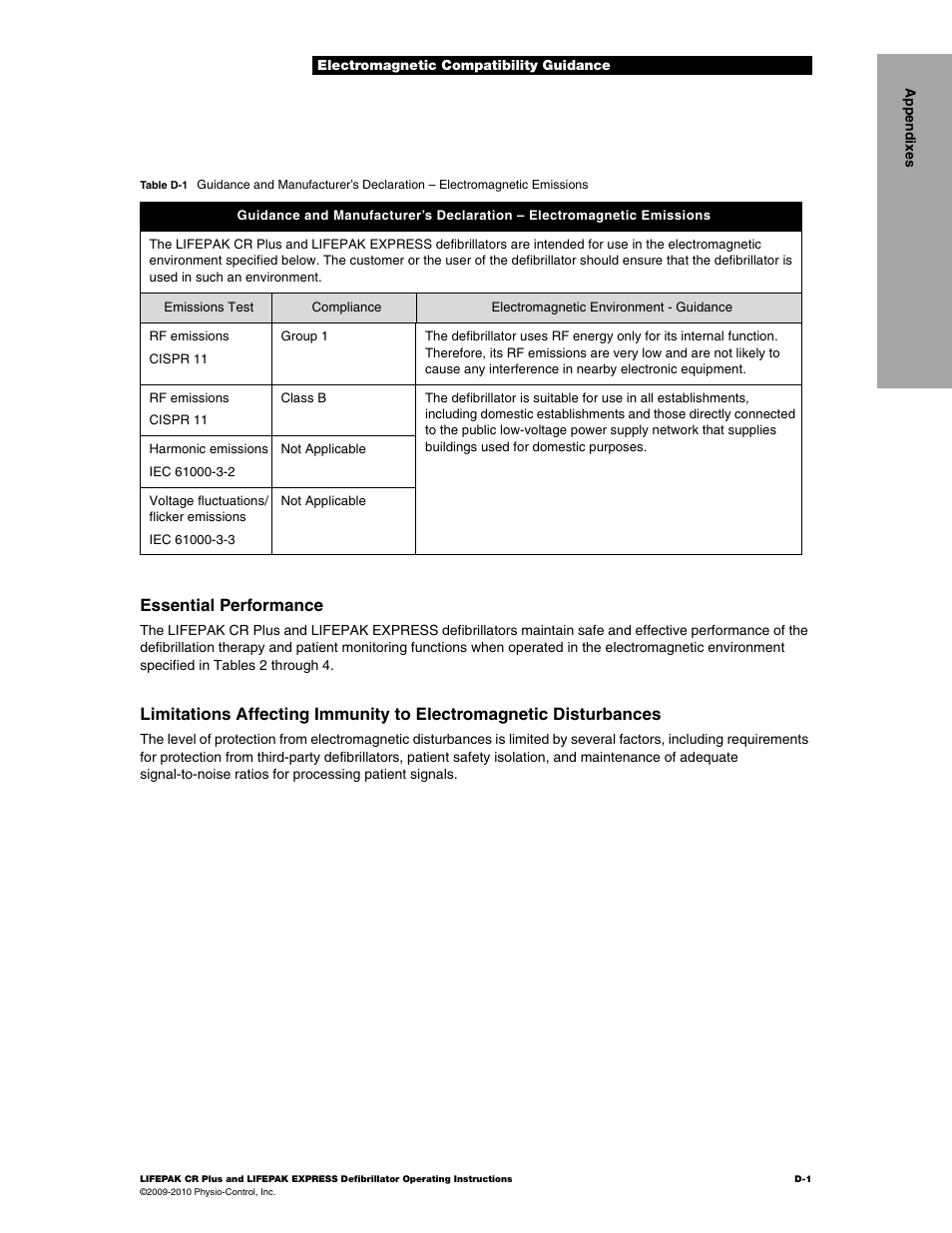 Essential performance | Physio-Control LIFEPAK CR Plus User Manual | Page 73 / 80