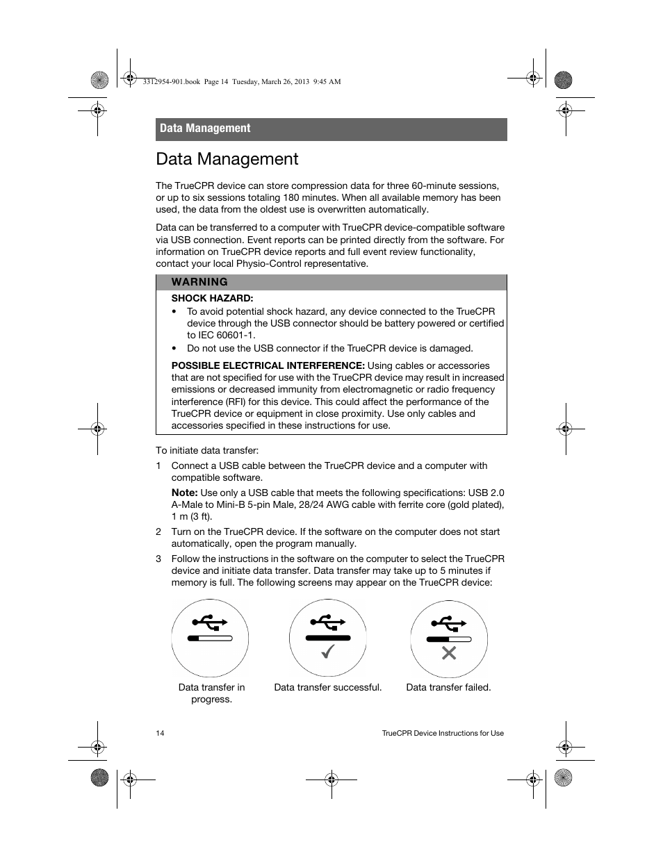 Data management | Physio-Control TrueCPR User Manual | Page 18 / 84