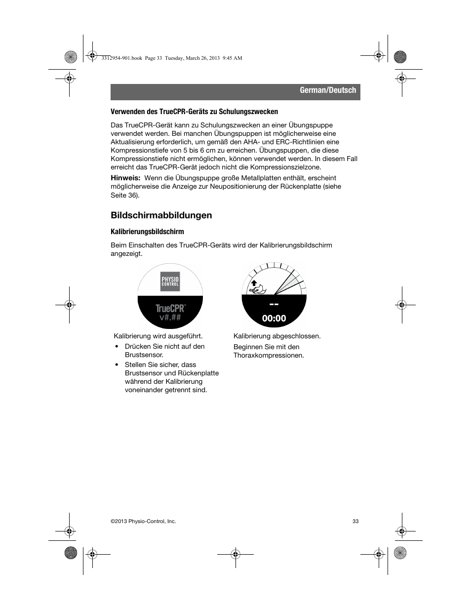 Verwenden des truecpr-geräts zu schulungszwecken, Bildschirmabbildungen | Physio-Control TrueCPR User Manual | Page 37 / 84