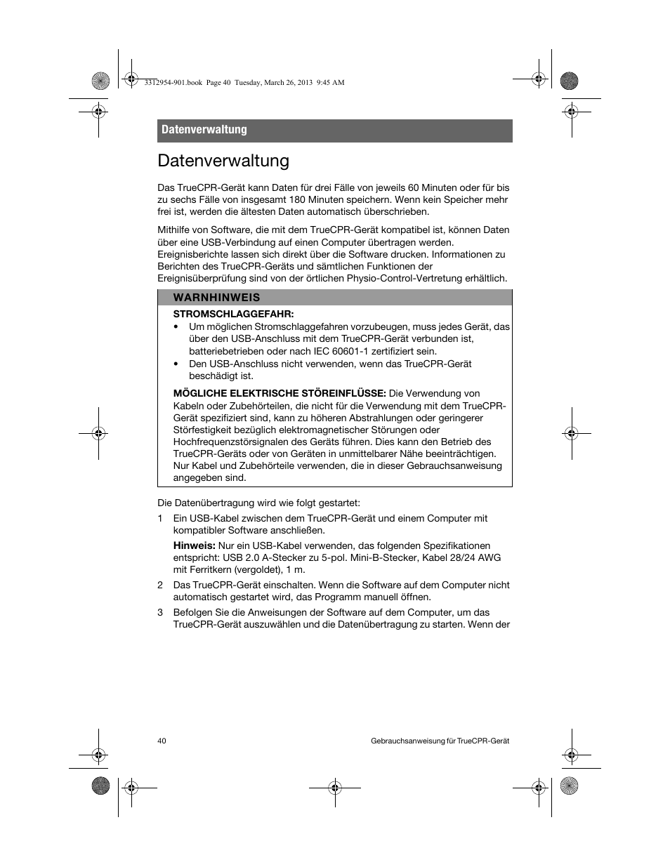 Datenverwaltung | Physio-Control TrueCPR User Manual | Page 44 / 84