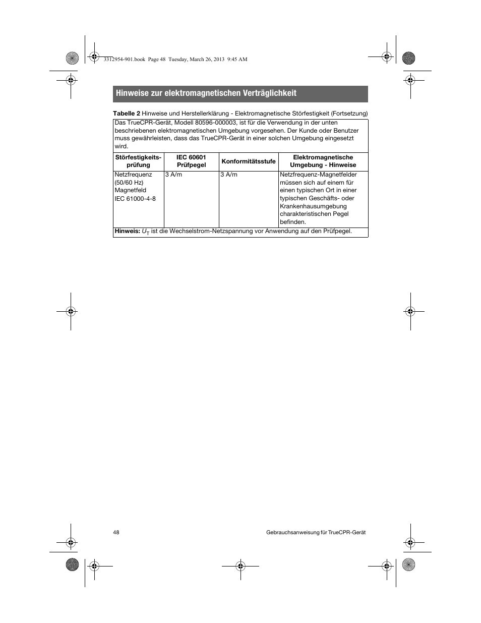 Hinweise zur elektromagnetischen verträglichkeit | Physio-Control TrueCPR User Manual | Page 52 / 84