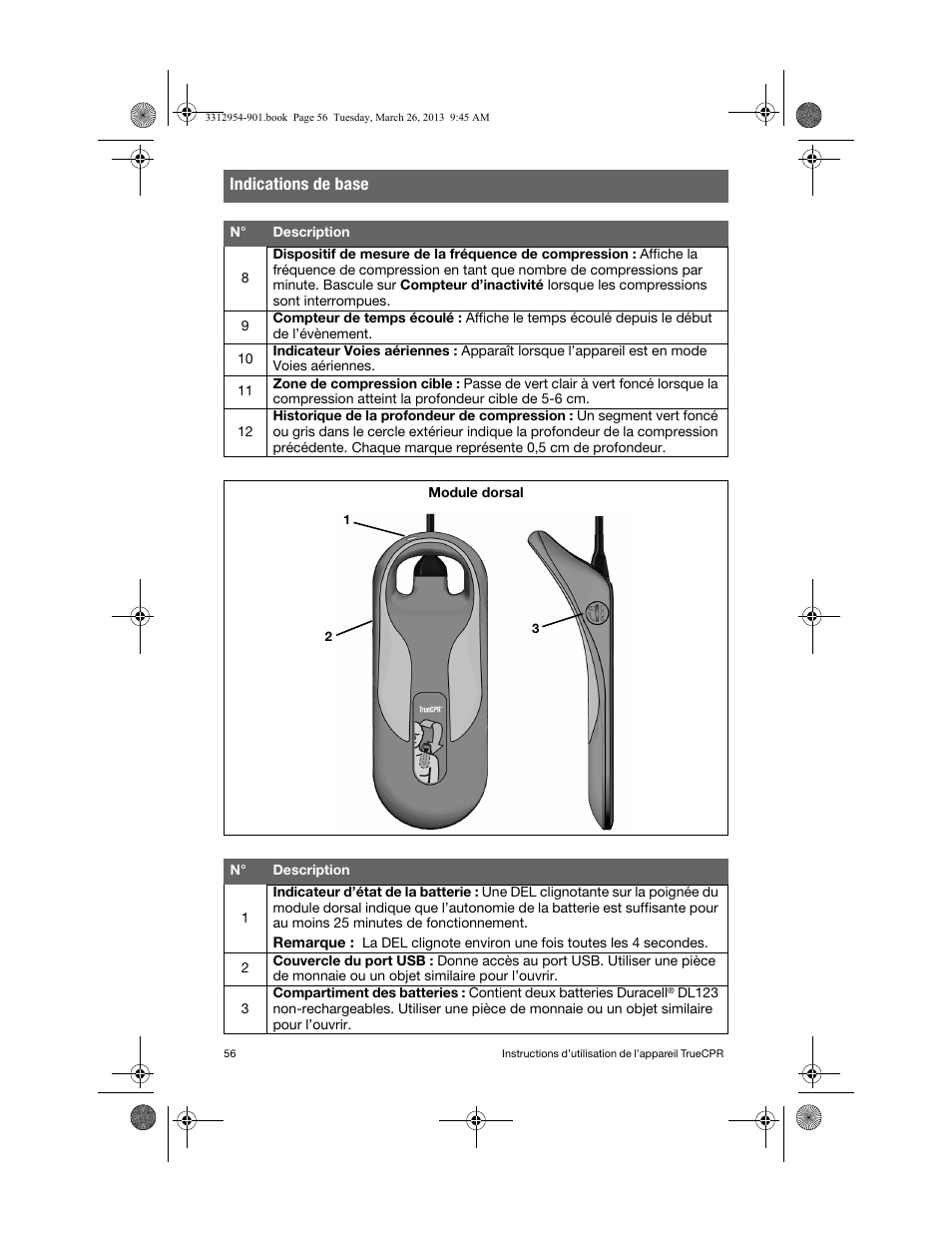 Indications de base | Physio-Control TrueCPR User Manual | Page 60 / 84