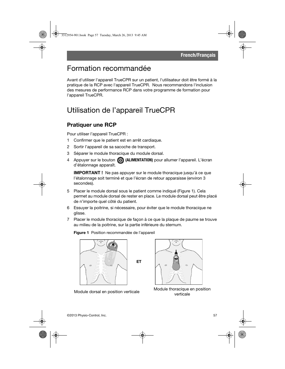 Formation recommandée, Utilisation de l’appareil truecpr, Pratiquer une rcp | Physio-Control TrueCPR User Manual | Page 61 / 84