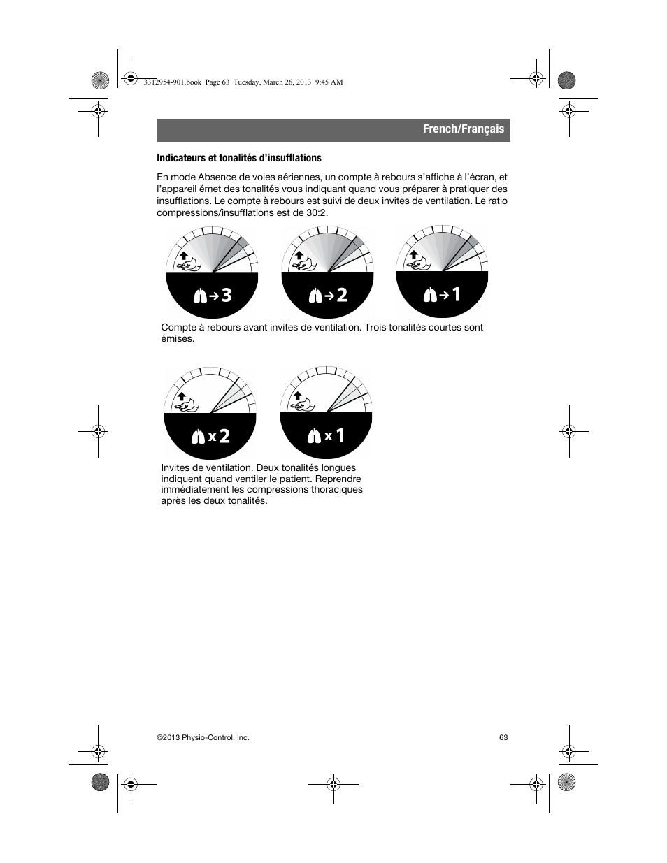 Indicateurs et tonalités d’insufflations, French/français | Physio-Control TrueCPR User Manual | Page 67 / 84