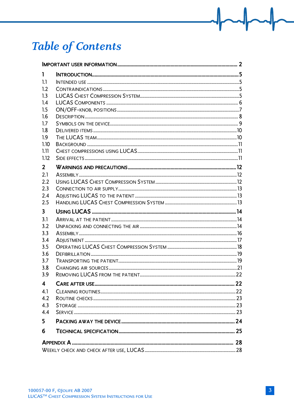 Physio-Control LUCAS User Manual | Page 3 / 40