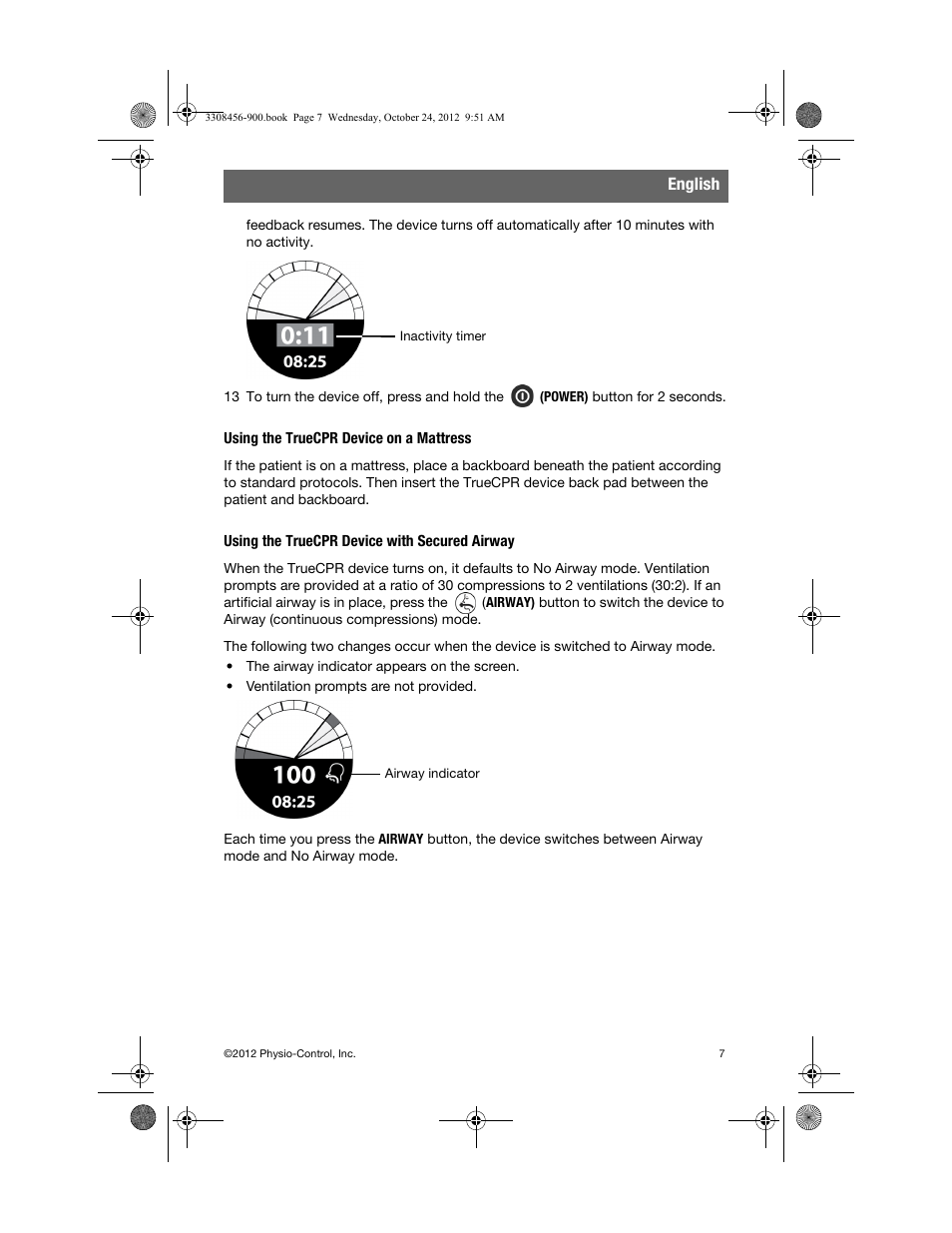 Using the truecpr device on a mattress, Using the truecpr device with secured airway | Physio-Control TrueCPR User Manual | Page 13 / 106