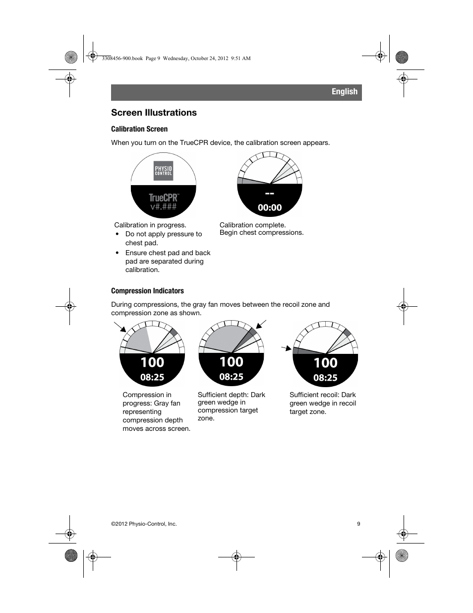 Screen illustrations, Compression indicators | Physio-Control TrueCPR User Manual | Page 15 / 106