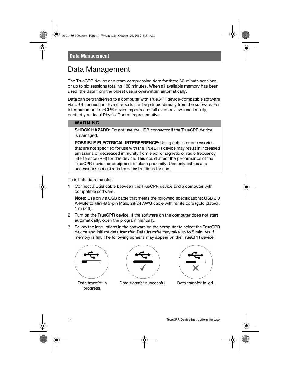 Data management | Physio-Control TrueCPR User Manual | Page 20 / 106