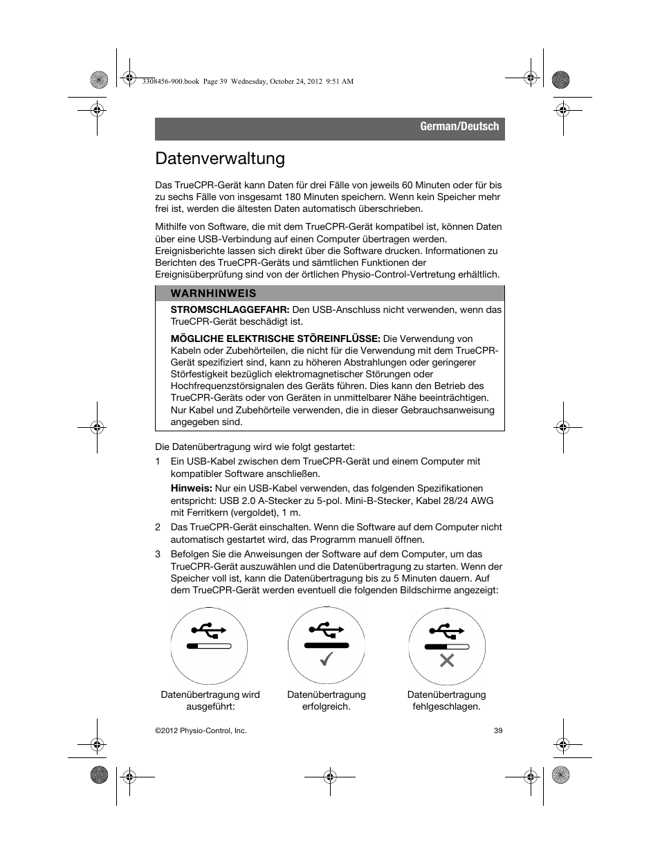 Datenverwaltung | Physio-Control TrueCPR User Manual | Page 45 / 106