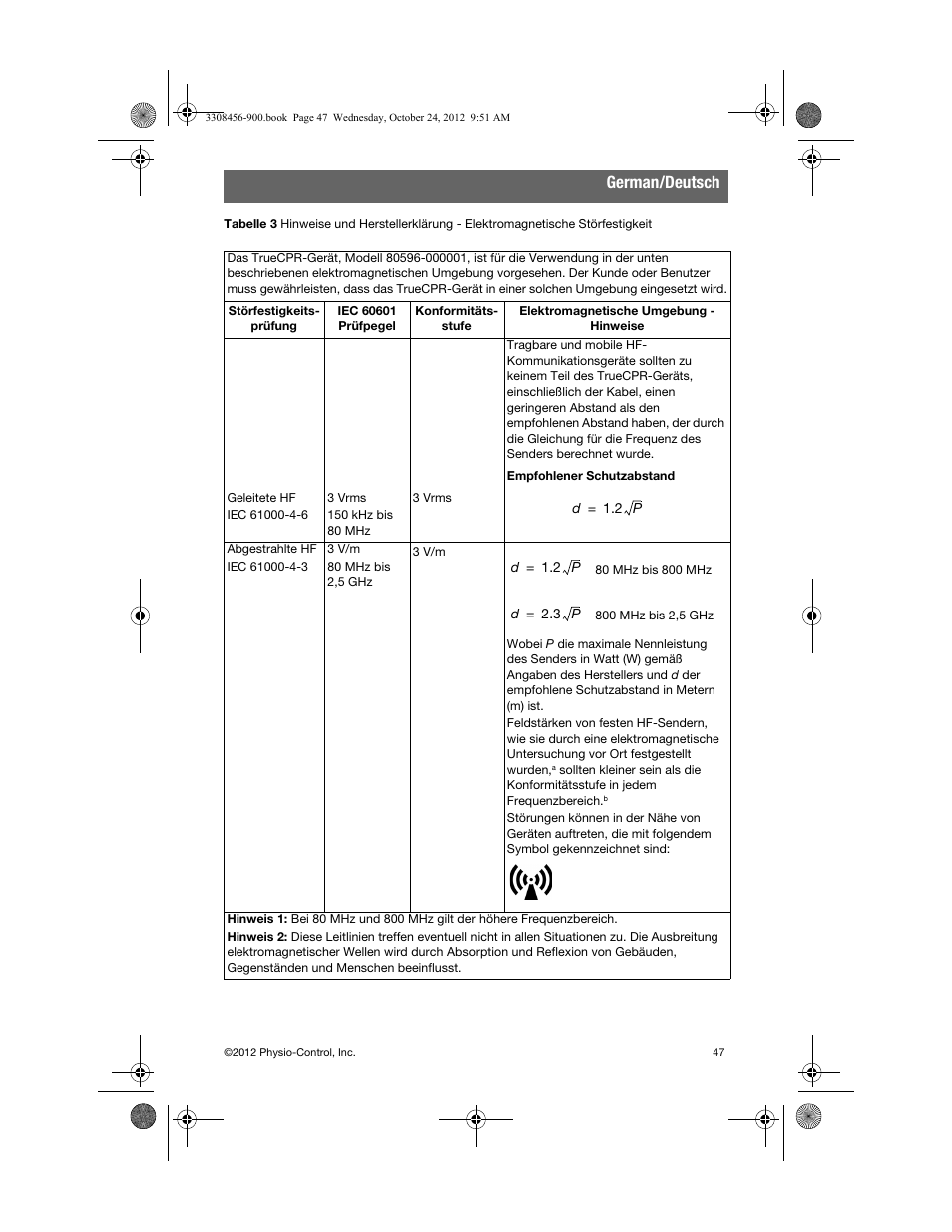 German/deutsch | Physio-Control TrueCPR User Manual | Page 53 / 106