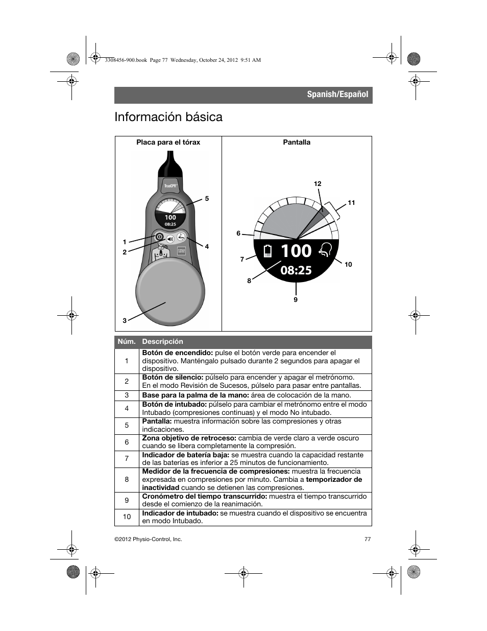 Información básica | Physio-Control TrueCPR User Manual | Page 83 / 106