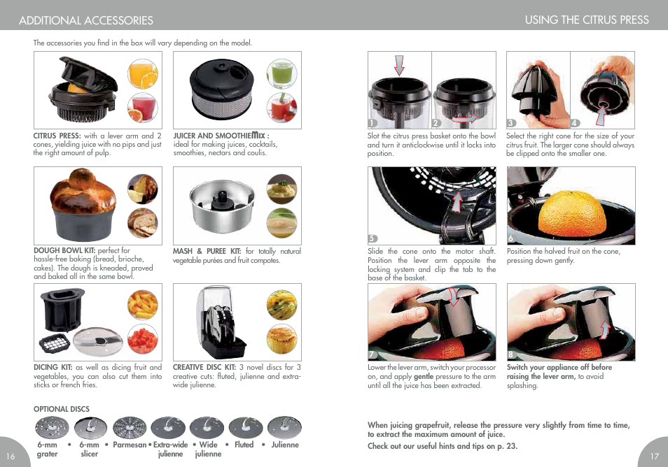 Using the citrus press additional accessories | Magimix COMPACT 3200 XL User Manual | Page 11 / 79