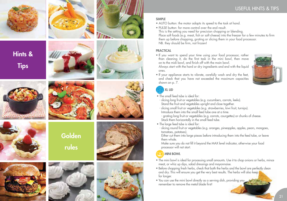 Hints & tips golden rules, Useful hints & tips | Magimix COMPACT 3200 XL User Manual | Page 13 / 79