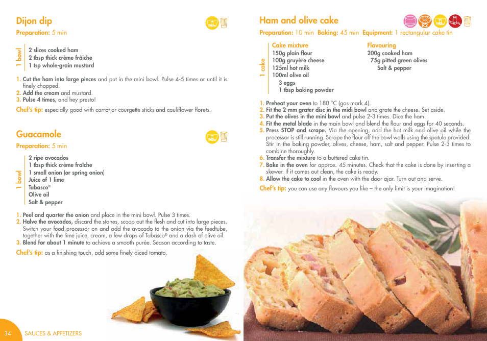 Ham and olive cake, Dijon dip guacamole | Magimix COMPACT 3200 XL User Manual | Page 21 / 79