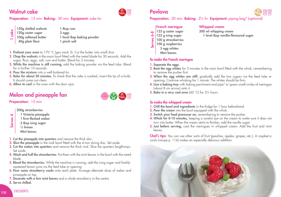 Walnut cake pavlova melon and pineapple fan | Magimix COMPACT 3200 XL User Manual | Page 65 / 79