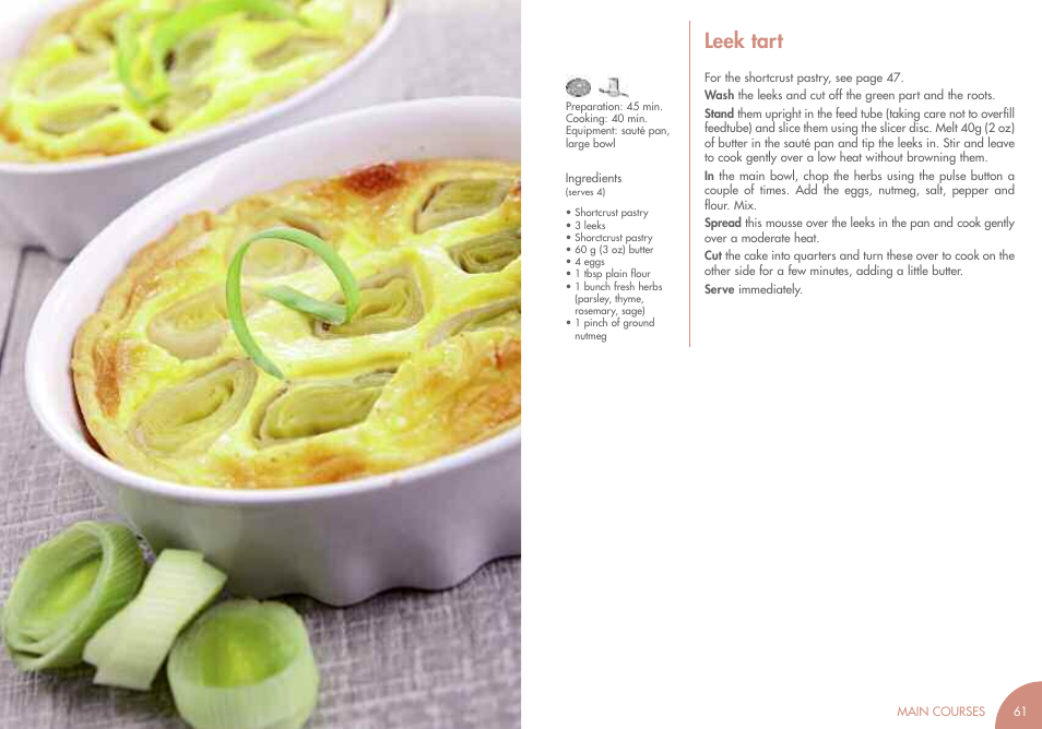 Leek tart | Magimix MINI PLUS User Manual | Page 33 / 45