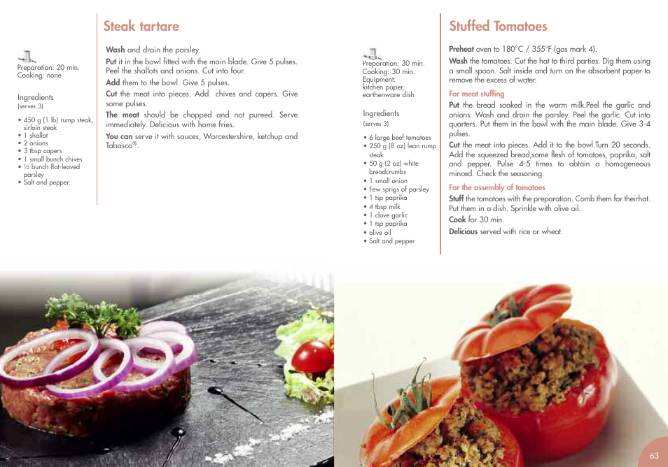 Stuffed tomatoes, Steak tartare | Magimix MINI PLUS User Manual | Page 34 / 45