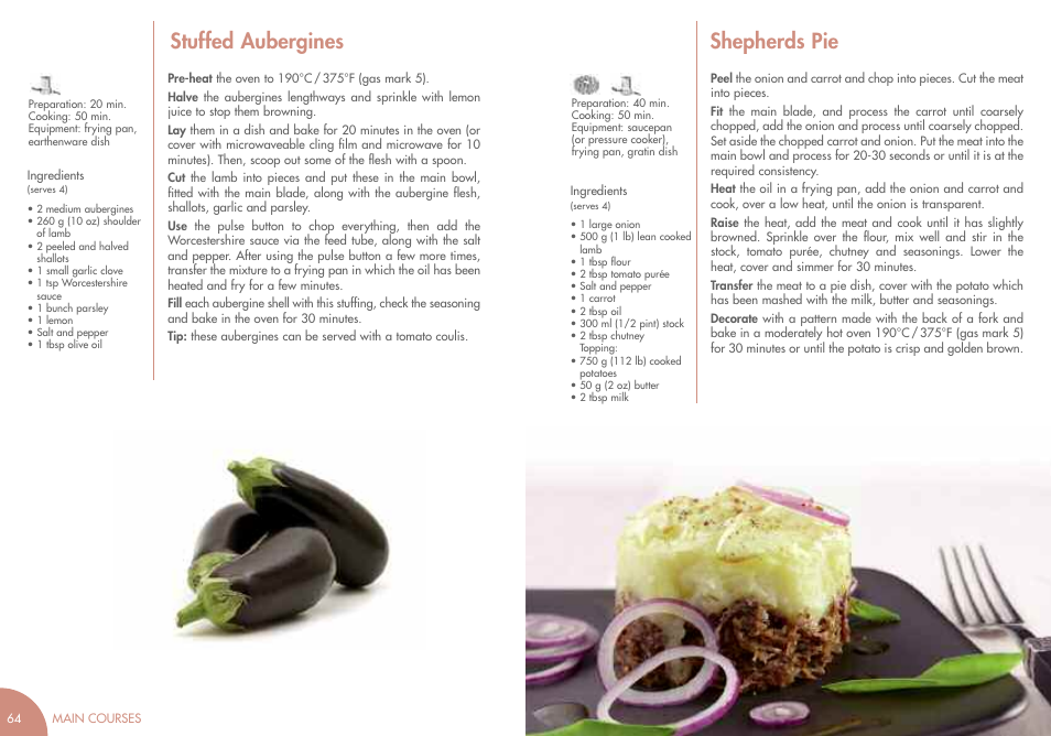 Stuffed aubergines, Shepherds pie | Magimix MINI PLUS User Manual | Page 35 / 45