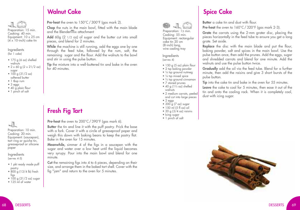 Walnut cake, Fresh fig tart, Spice cake | Magimix MINI PLUS User Manual | Page 37 / 45