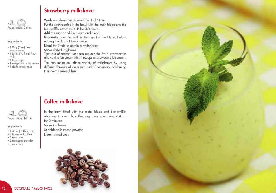 Strawberry milkshake, Coffee milkshake | Magimix MINI PLUS User Manual | Page 39 / 45