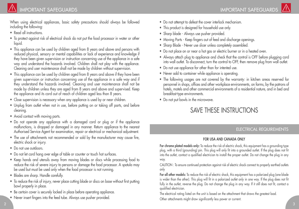 Save these instructions | Magimix MINI PLUS User Manual | Page 4 / 45