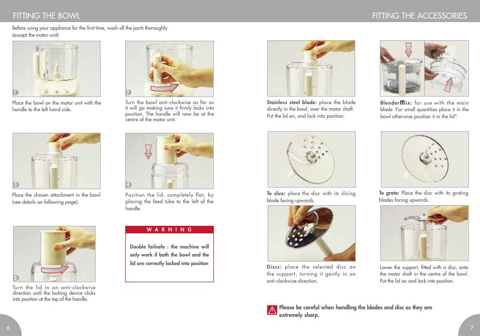 Fitting the accessories fitting the bowl | Magimix MINI PLUS User Manual | Page 6 / 45
