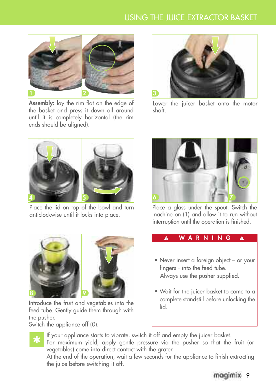 Using the juice extractor basket | Magimix DUO PLUS XL User Manual | Page 11 / 84