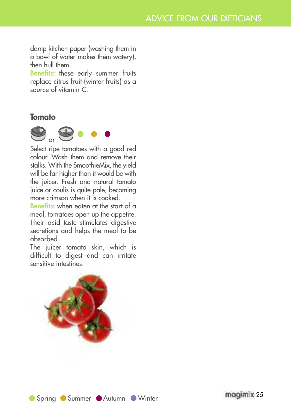 Advice from our dieticians, Tomato | Magimix DUO PLUS XL User Manual | Page 27 / 84