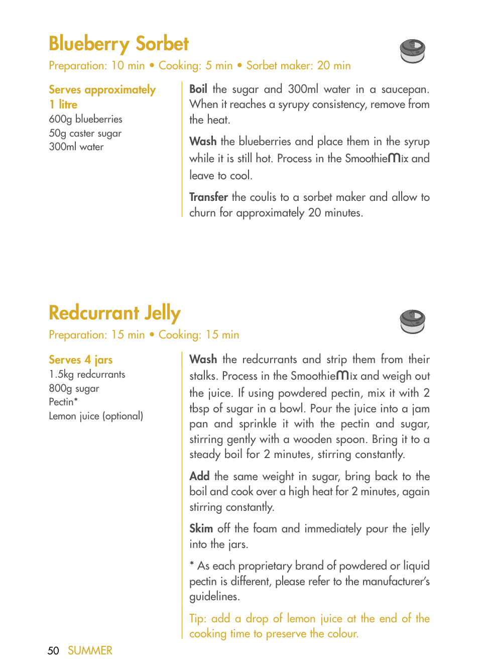 Blueberry sorbet, Redcurrant jelly | Magimix DUO PLUS XL User Manual | Page 52 / 84