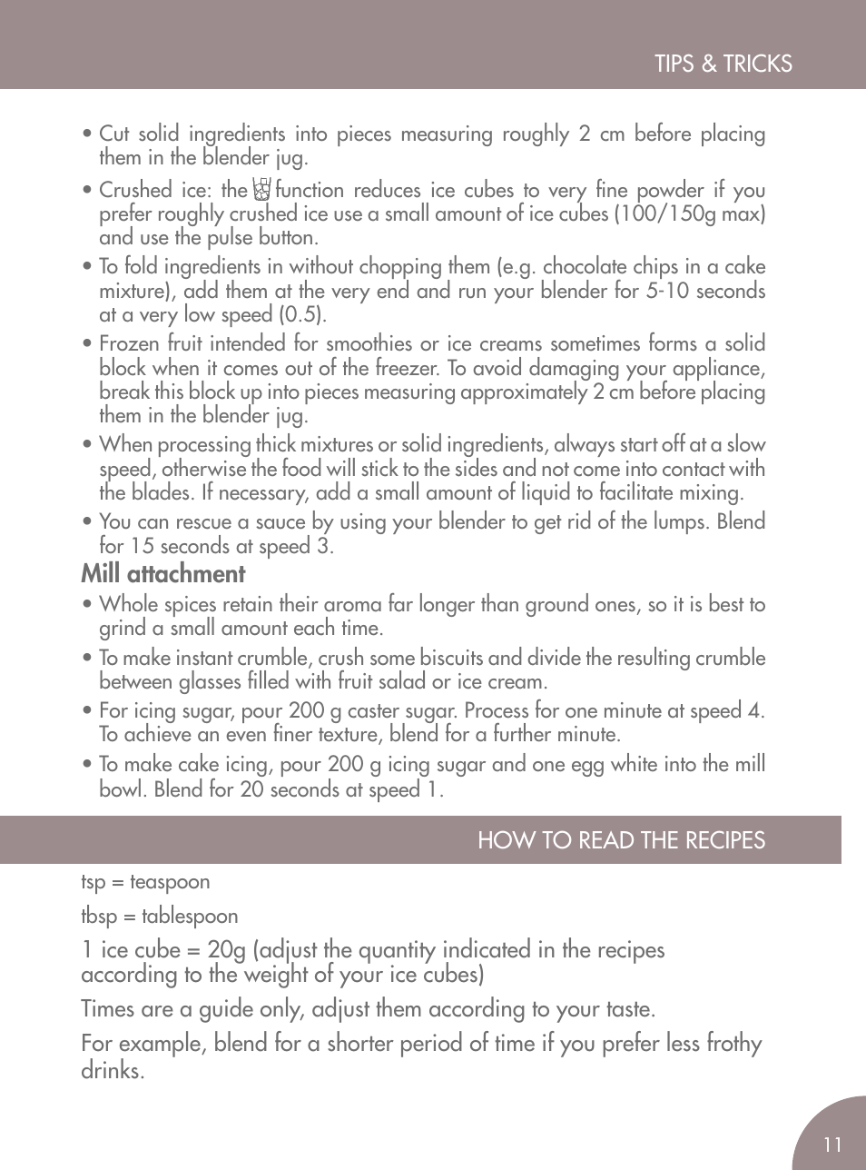 Mill attachment | Magimix BLENDER User Manual | Page 12 / 65