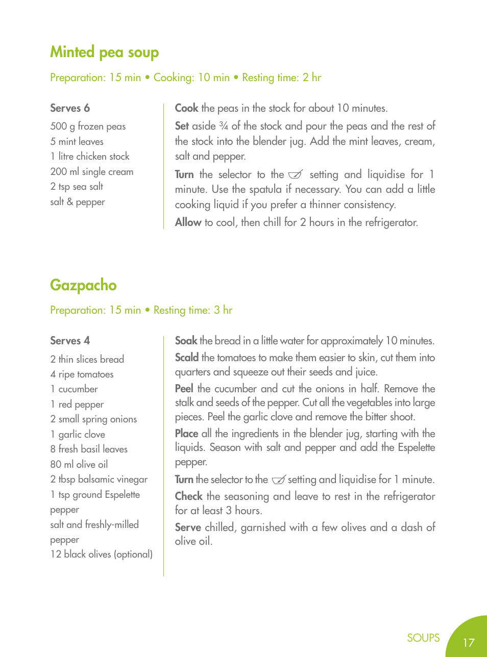 Minted pea soup gazpacho | Magimix BLENDER User Manual | Page 18 / 65