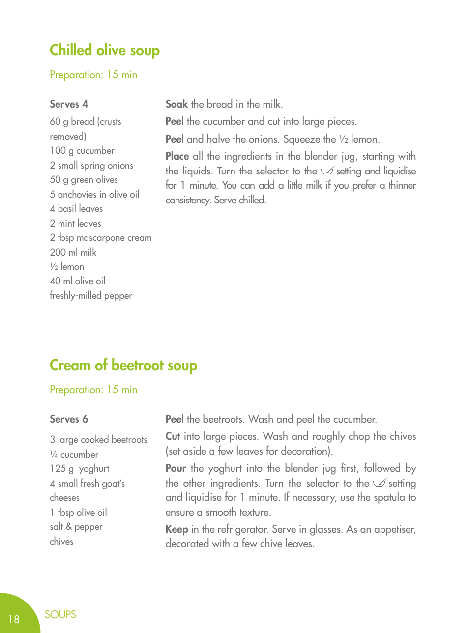 Chilled olive soup cream of beetroot soup | Magimix BLENDER User Manual | Page 19 / 65