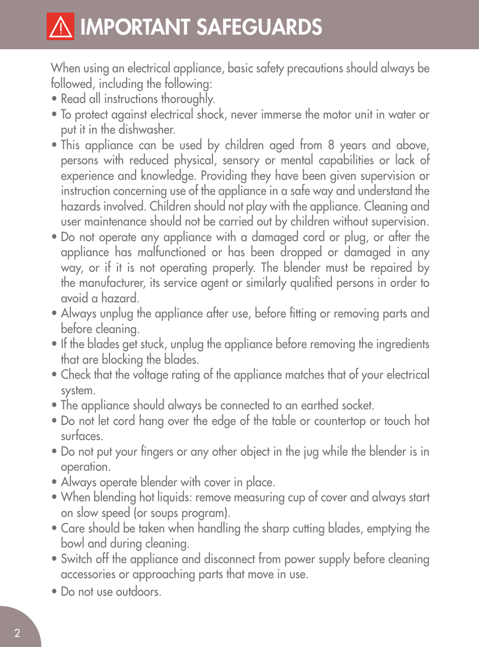 Important safeguards | Magimix BLENDER User Manual | Page 3 / 65