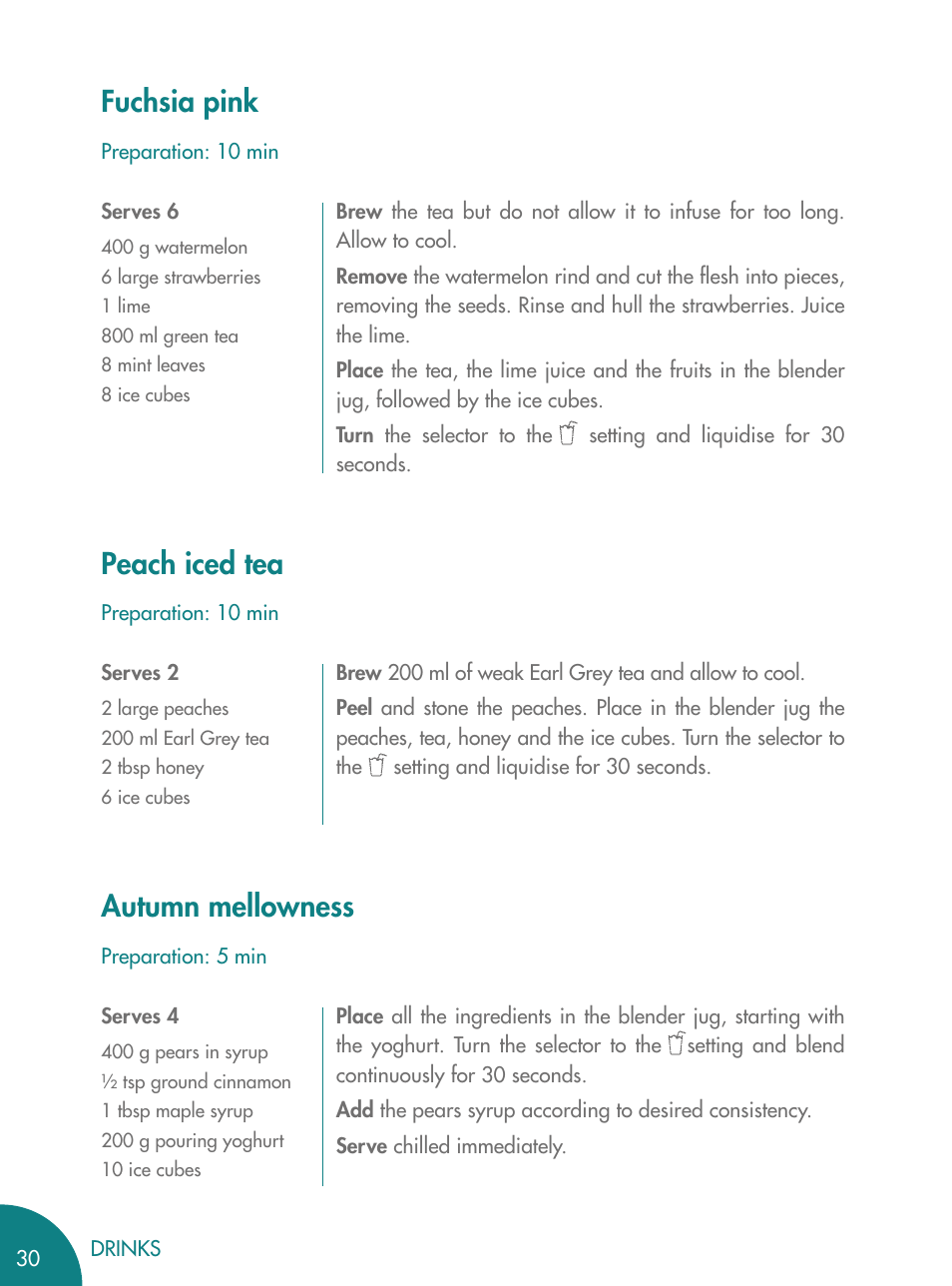 Fuchsia pink peach iced tea autumn mellowness | Magimix BLENDER User Manual | Page 31 / 65