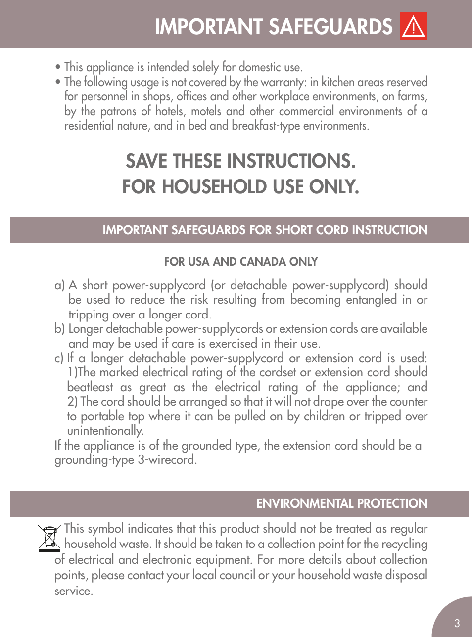 Important safeguards, Save these instructions. for household use only | Magimix BLENDER User Manual | Page 4 / 65