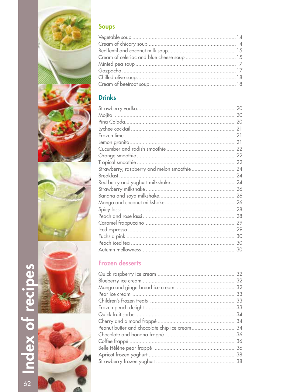 Index of recipes | Magimix BLENDER User Manual | Page 63 / 65