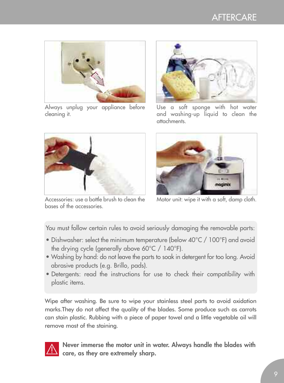 Aftercare | Magimix MICRO User Manual | Page 13 / 52